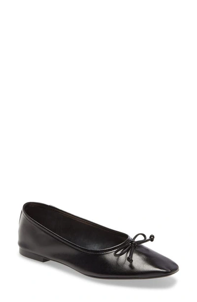 Shop Schutz Arissa Square Toe Ballet Flat In Black Leather