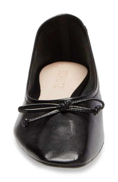 Schutz Arissa Point-toe Leather Ballet Flats In Black Leather