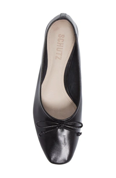Schutz Arissa Point-toe Leather Ballet Flats In Black Leather