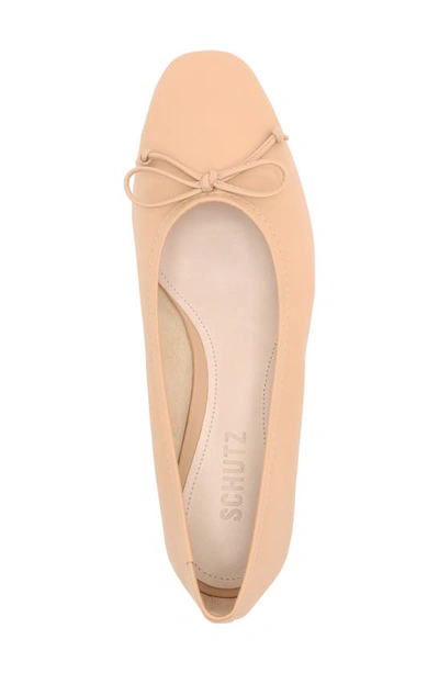 Schutz Arissa Square Toe Ballet Flat In Honey Beige Leather