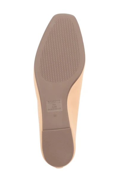 Schutz Arissa Square Toe Ballet Flat In Honey Beige Leather