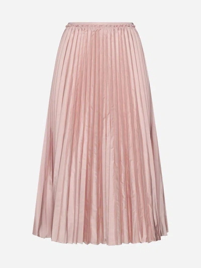 Shop Red Valentino Pleated Midi Skirt In New Rose