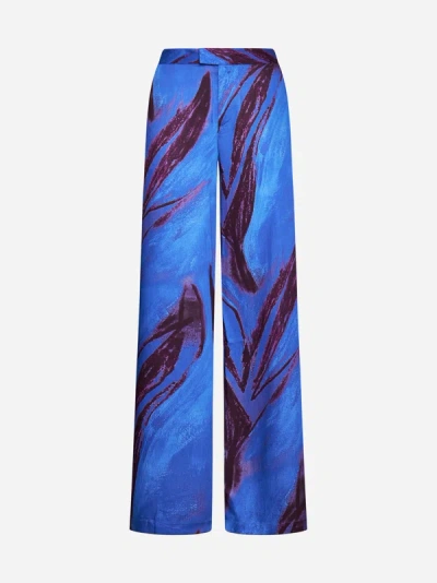 Shop Louisa Ballou Print Viscose Trousers In Violet Flower
