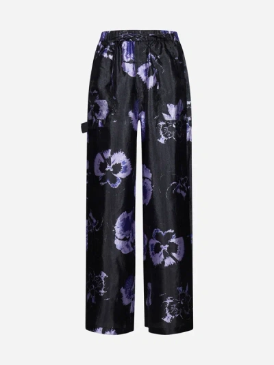 Shop Baum Und Pferdgarten Neddie Floral Print Trousers In Purple Pansy Print