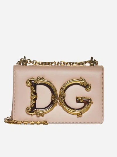 Shop Dolce & Gabbana Dg Girl Nappa Leather Bag In Blush Pink