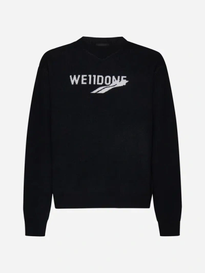 Shop We11 Done Logo Linen Sweater In Black