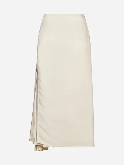 Shop Jil Sander Viscose And Silk Midi Skirt In White Candle