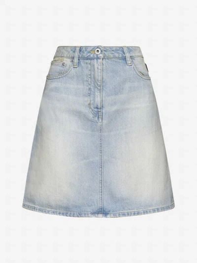 Shop Kenzo Denim Miniskirt In Light Blue