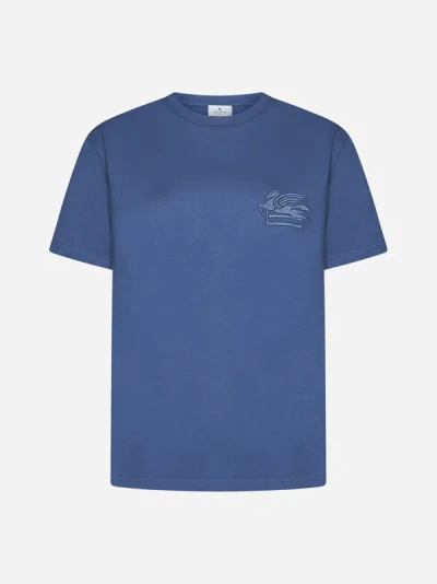 Shop Etro Logo Cotton T-shirt In Light Blue