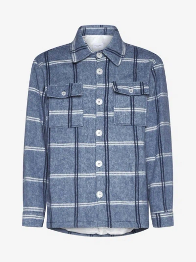 Shop Family First Check Flannel Overshirt In Light Blue