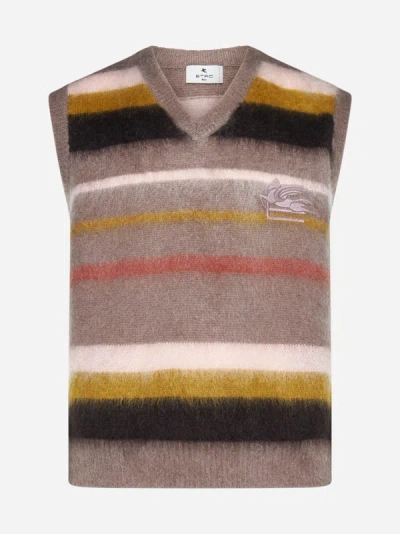 Shop Etro Striped Mohair-blend Vest In Multicolor