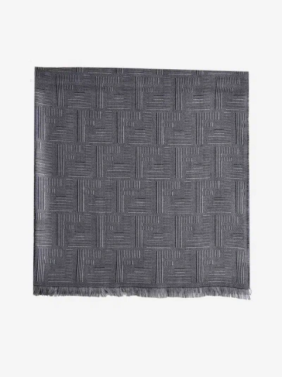 Shop Fendi Shadow Silk And Wool Scarf In Blue