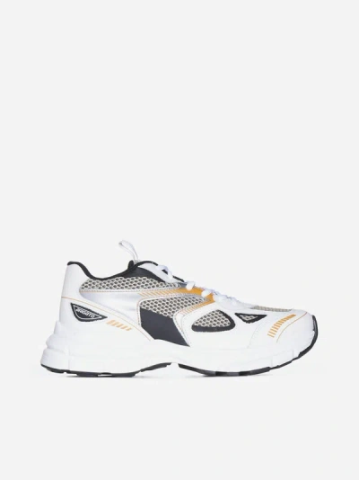 Shop Axel Arigato Marathon Runner Leather And Mesh Sneakers In White,black,orange