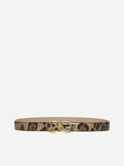 Shop Dolce & Gabbana Leopard Print Leather Belt