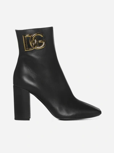 Shop Dolce & Gabbana Dg Leather Ankle Boots In Black