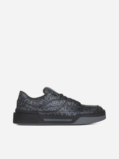 Shop Dolce & Gabbana New Roma Logo Jacquard Sneakers In Black,grey