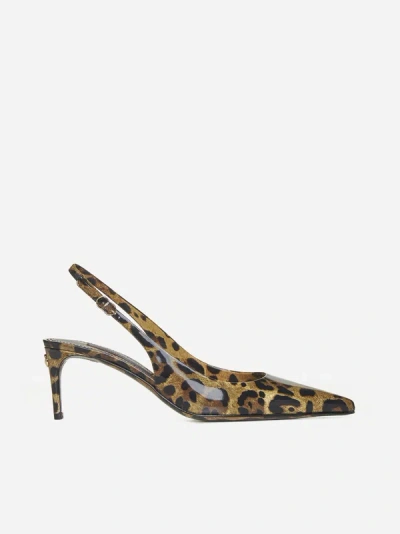 Shop Dolce & Gabbana Leopard Leather Slingback Pumps