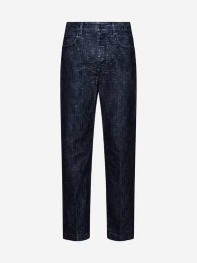 Shop Fendi Ff Lame' Denim Jeans In Blue