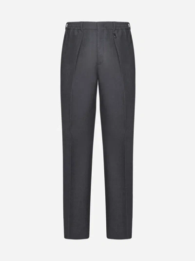 Shop Fendi Virgin Wool Trousers In Grey