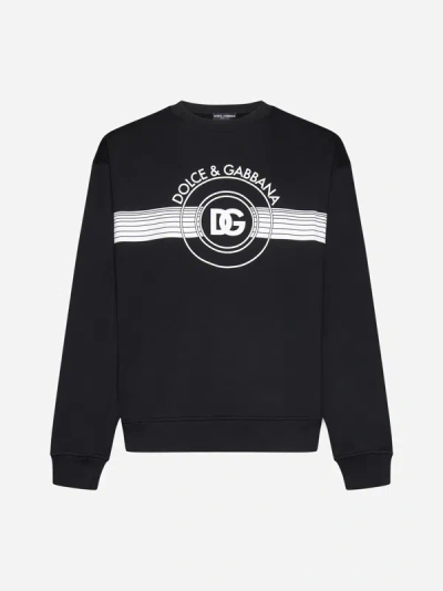 Shop Dolce & Gabbana Logo Cotton Sweatshirt In Black