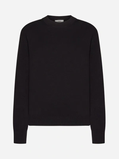 Shop Fendi Wool And Cashmere Sweater In Ebony