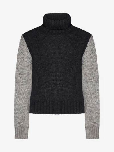 Shop Dolce & Gabbana Wool And Alpaca Blend Turtleneck In Black,grey