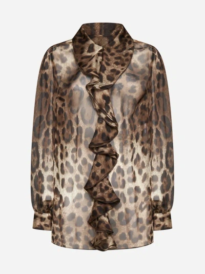 Shop Dolce & Gabbana Leopard Print Silk Shirt