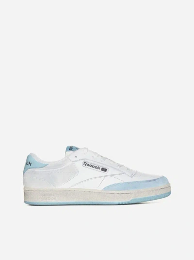 Shop Reebok Club C Leather Sneakers In White,light Blue