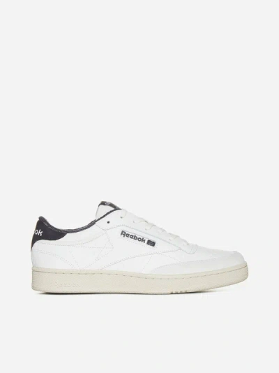 Shop Reebok Club C Leather Sneakers In White,black