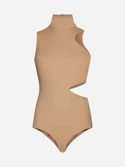 Shop Wolford Warm Up Cut-outs Bodysuit In Almond