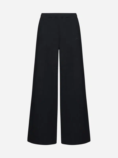 Shop Reebok Wide-leg Cotton Sweatpants In Black