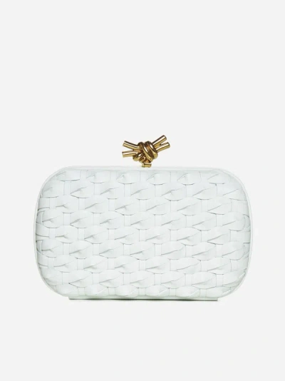 Shop Bottega Veneta Knot Intrecciato Leather Clutch Bag In Glacier