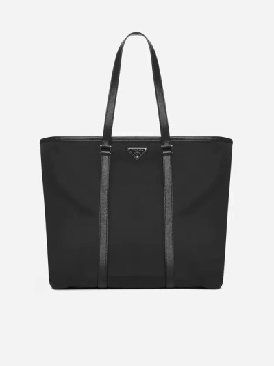 Shop Prada Re-nylon Tote Bag In Black