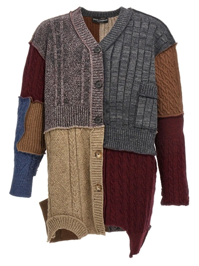 Shop Dolce & Gabbana Patchwork Cardigan Sweater, Cardigans Multicolor