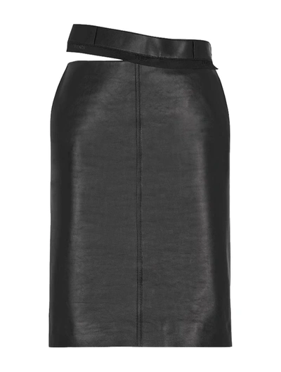 Shop Fendi Black Leather Skirt