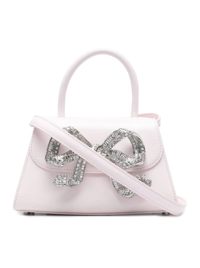 Shop Self-portrait Bow-embellished Tote In Pink & Purple