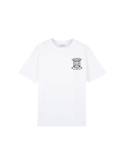 Shop Maison Kitsuné College Fox Embroidered Comfort Tee-shirt In White
