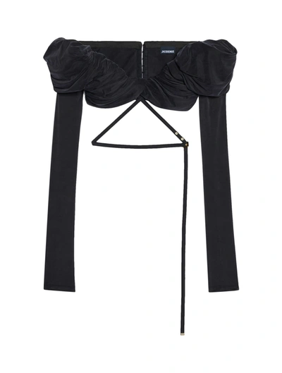 Jacquemus Le Haut Spalla Crop Top In Black