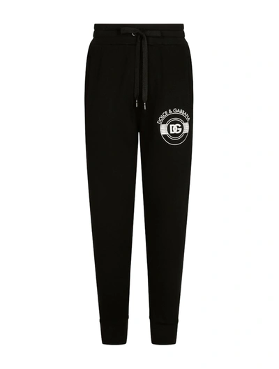 Shop Dolce & Gabbana Logo-print Cotton Track Pants In Black