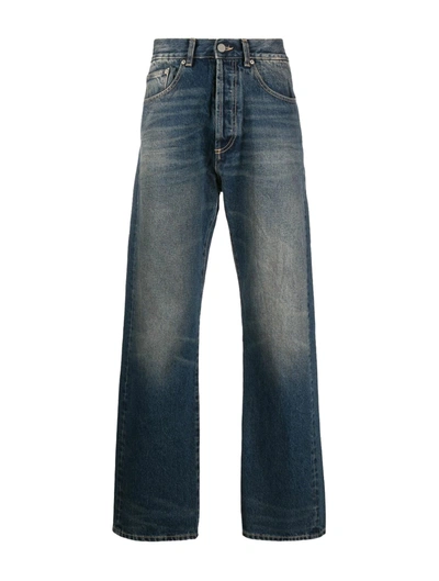 Shop Palm Angels Mid-rise Straight Jeans In Blue