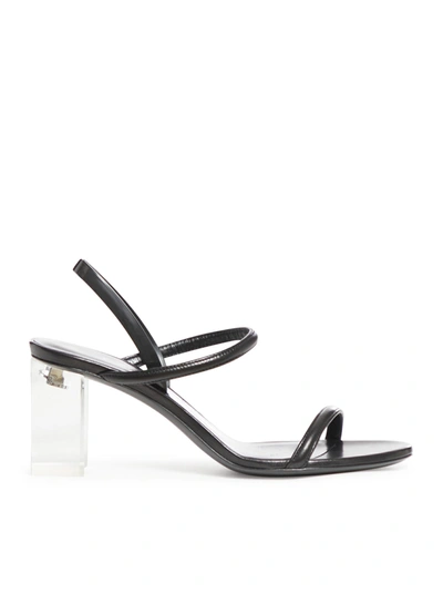 Shop Giorgio Armani Nappa Heeled Sandals In Black