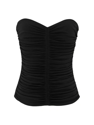 Shop Saint Laurent Bustier In Crepe Jersey In Black