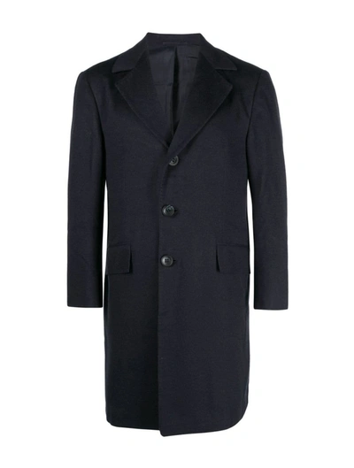 Shop Kiton Single-breasted Cashmere Coat In Blue