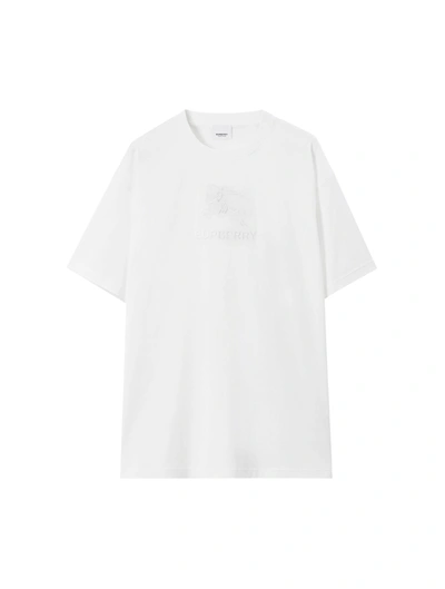 Shop Burberry Cotton T-shirt With Ekd In White