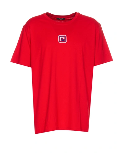 Shop Balmain Pb T-shirt In Red