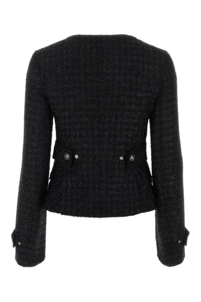 Shop Versace Woman Black Tweed Blazer