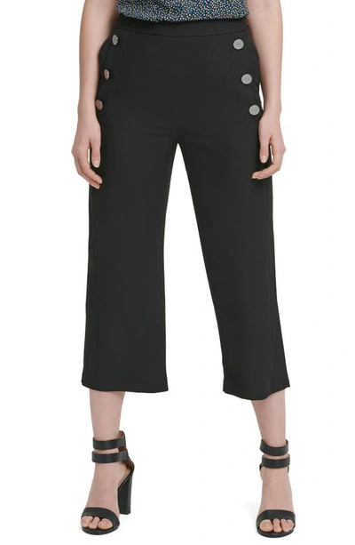 Shop Dkny Cropped Sailor Pants In Black