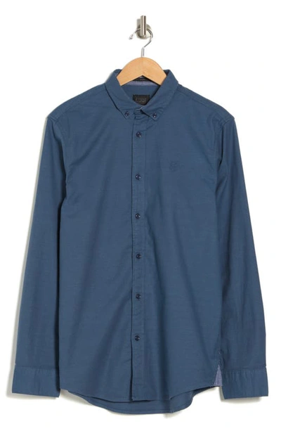 Shop 14th & Union Stretch Cotton Oxford Button-down Shirt In Teal India- Navy Oxford