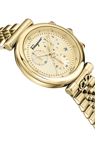 Shop Ferragamo Ora Chronograph Bracelet Watch, 40mm In Yellow Gold