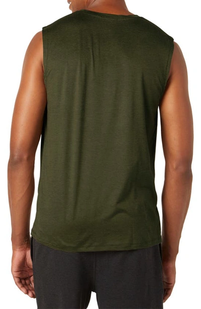Shop Beyond Yoga Featherweight Freeflo Muscle Tank In Beyond Olive Heather